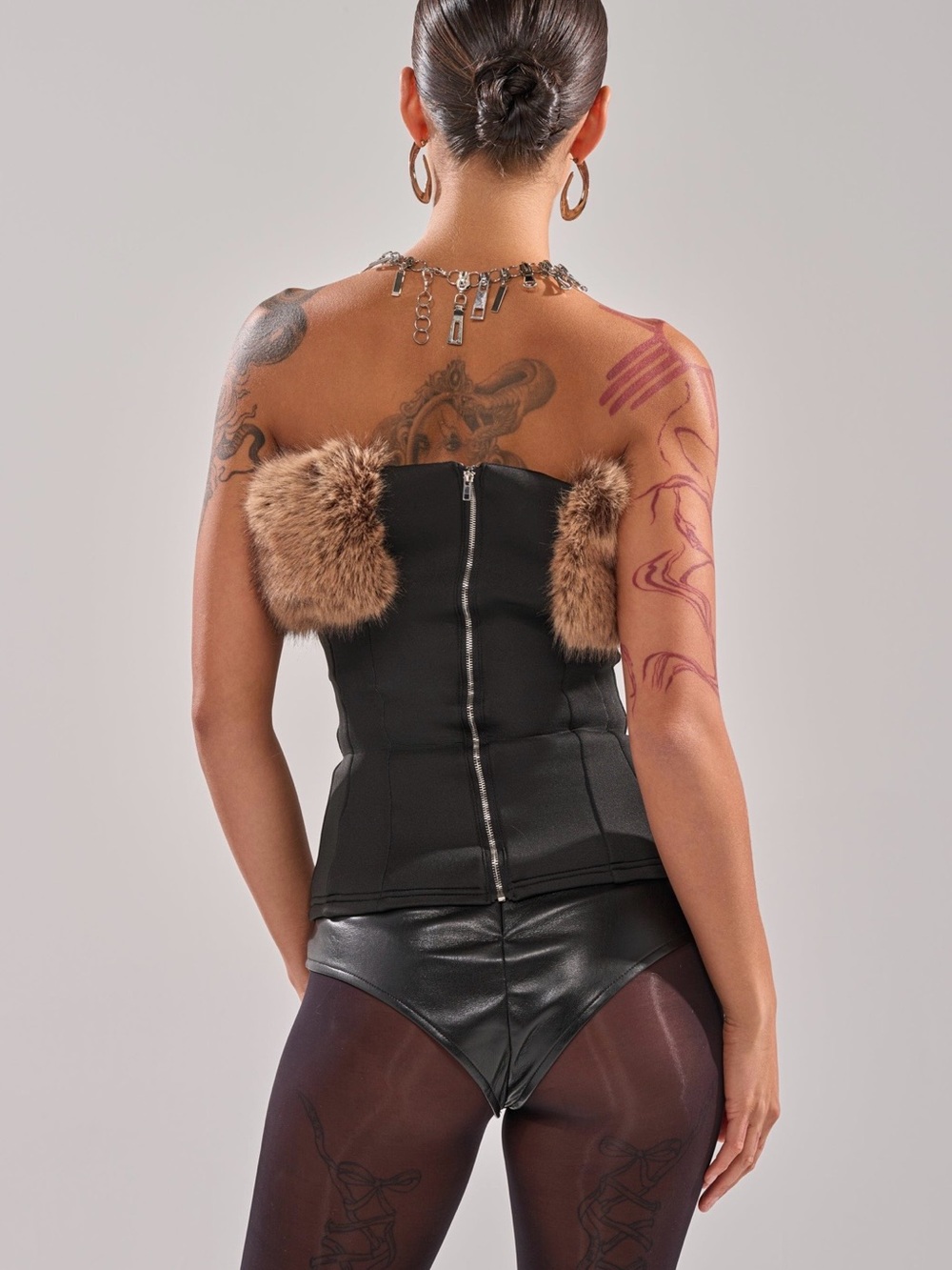 AKIRA Luxe Faux Fur Off-the-Shoulder Corset
